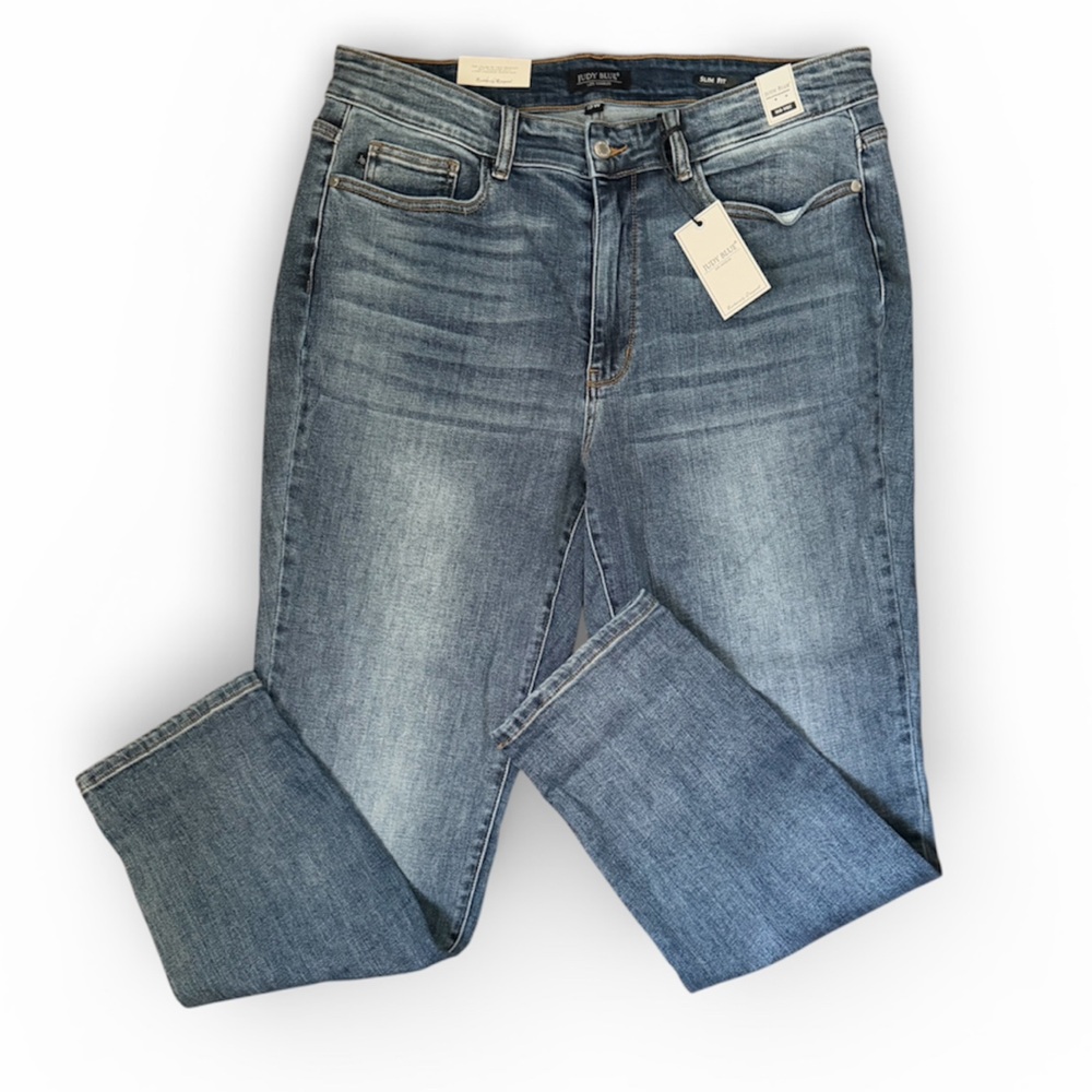NWT Judy Blue Blue Denim Mid Rise Slim Fit Jeans Size 18W